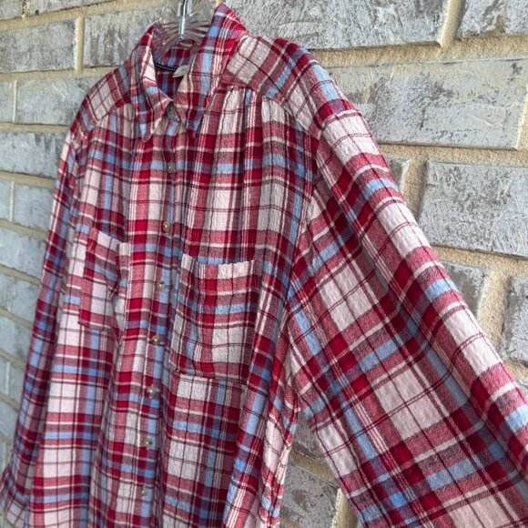 Pilcro Long Sleeve Button Up Collared Plaid Shirt Women's Size S - Picture 6 of 9